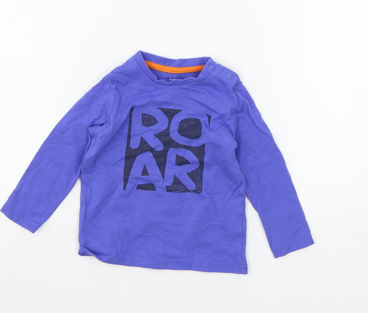 F&F Baby Blue Jersey Basic T-Shirt Size 6-9 Months - Roar