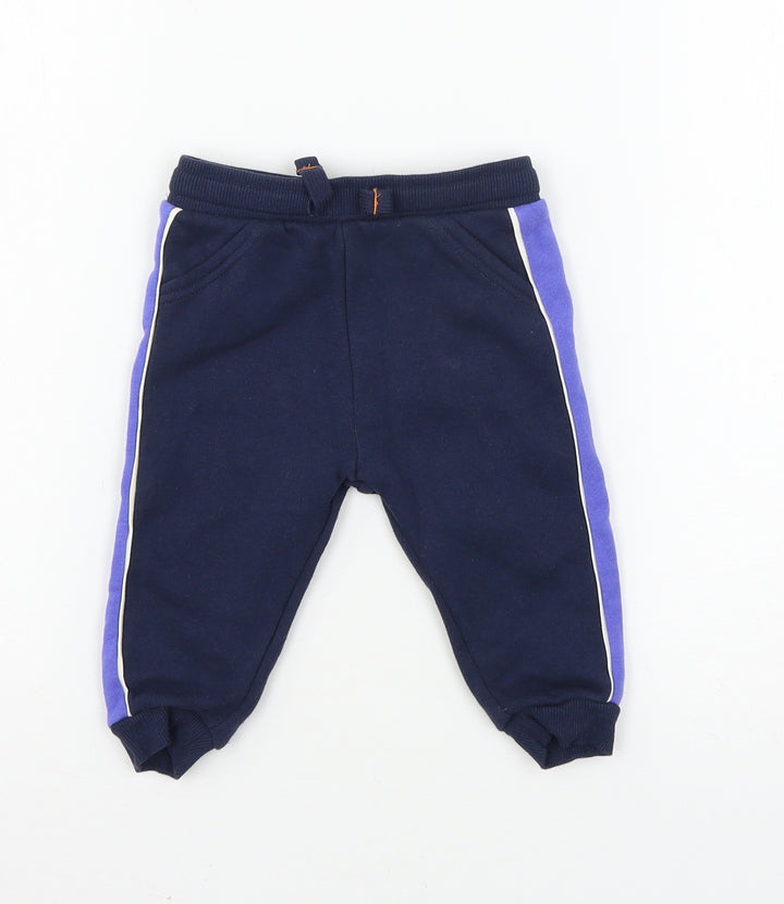 F&F Boys Blue  Jersey Jogger Trousers Size 6-9 Months