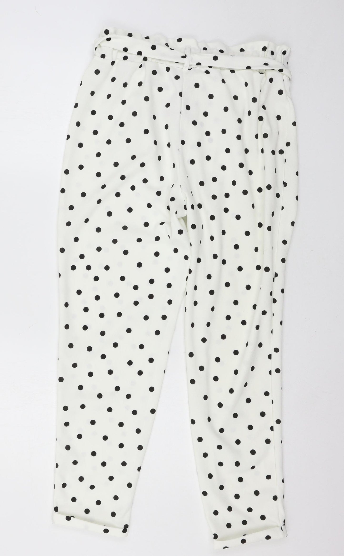 Primark Womens White Polka Dot  Trousers  Size 12 L27 in