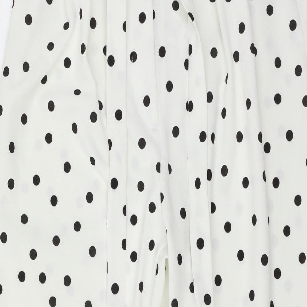 Primark Womens White Polka Dot  Trousers  Size 12 L27 in