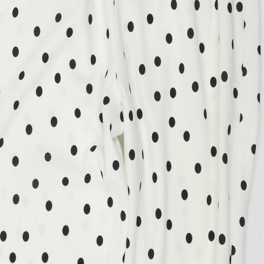 Primark Womens White Polka Dot  Trousers  Size 12 L27 in