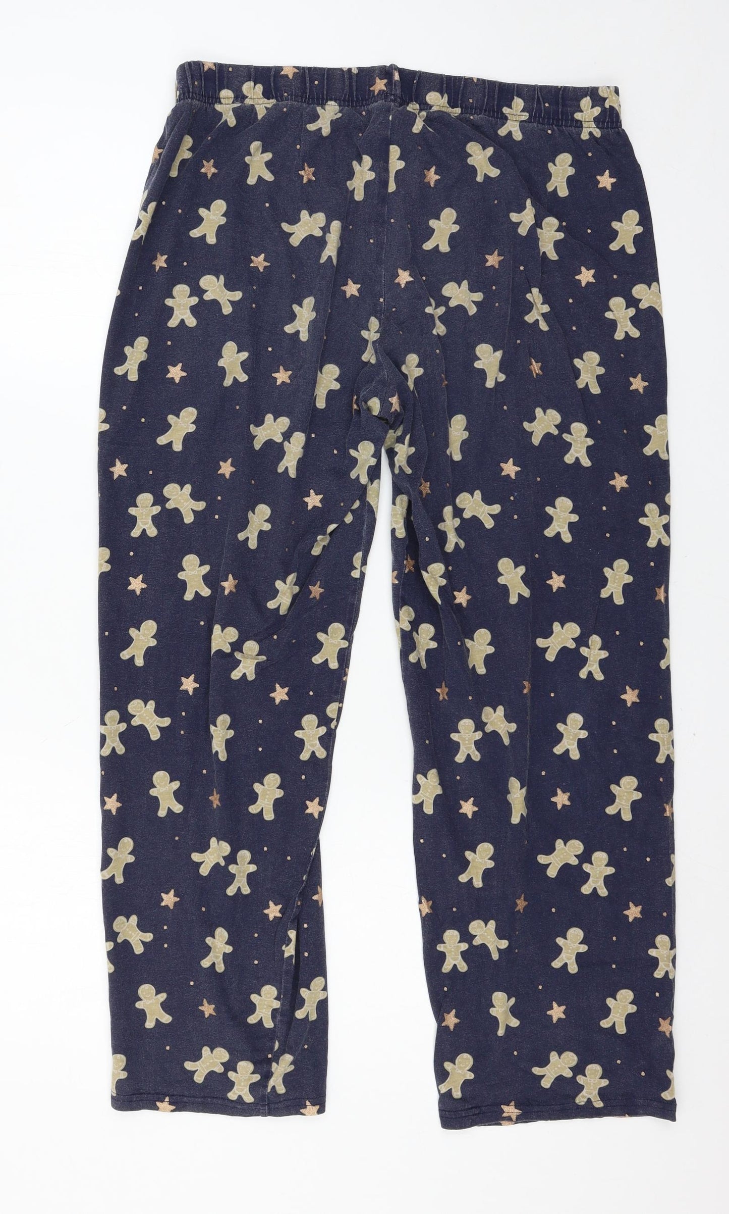 Primark Womens Blue Geometric Jersey Capri Pyjama Pants Size 12  - Gingerbread Man