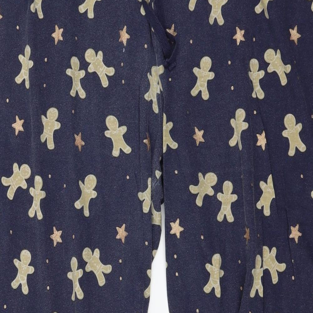 Primark Womens Blue Geometric Jersey Capri Pyjama Pants Size 12  - Gingerbread Man