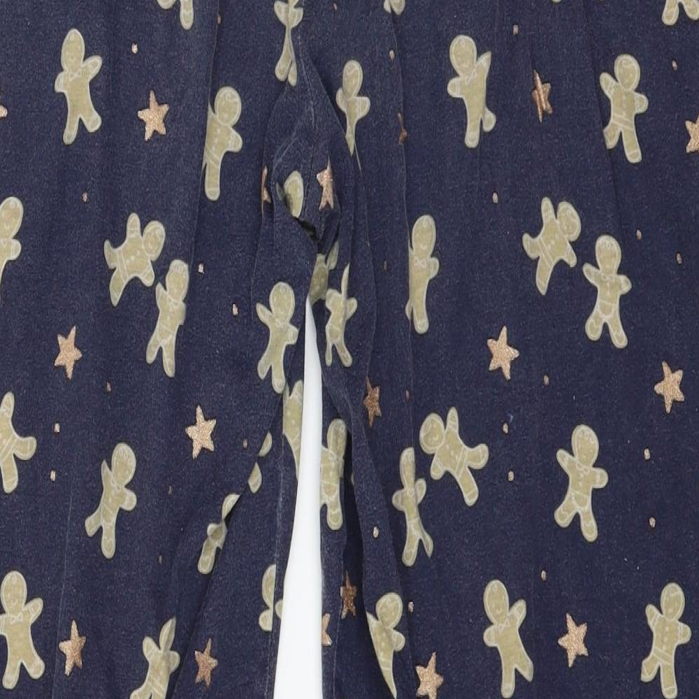 Primark Womens Blue Geometric Jersey Capri Pyjama Pants Size 12  - Gingerbread Man