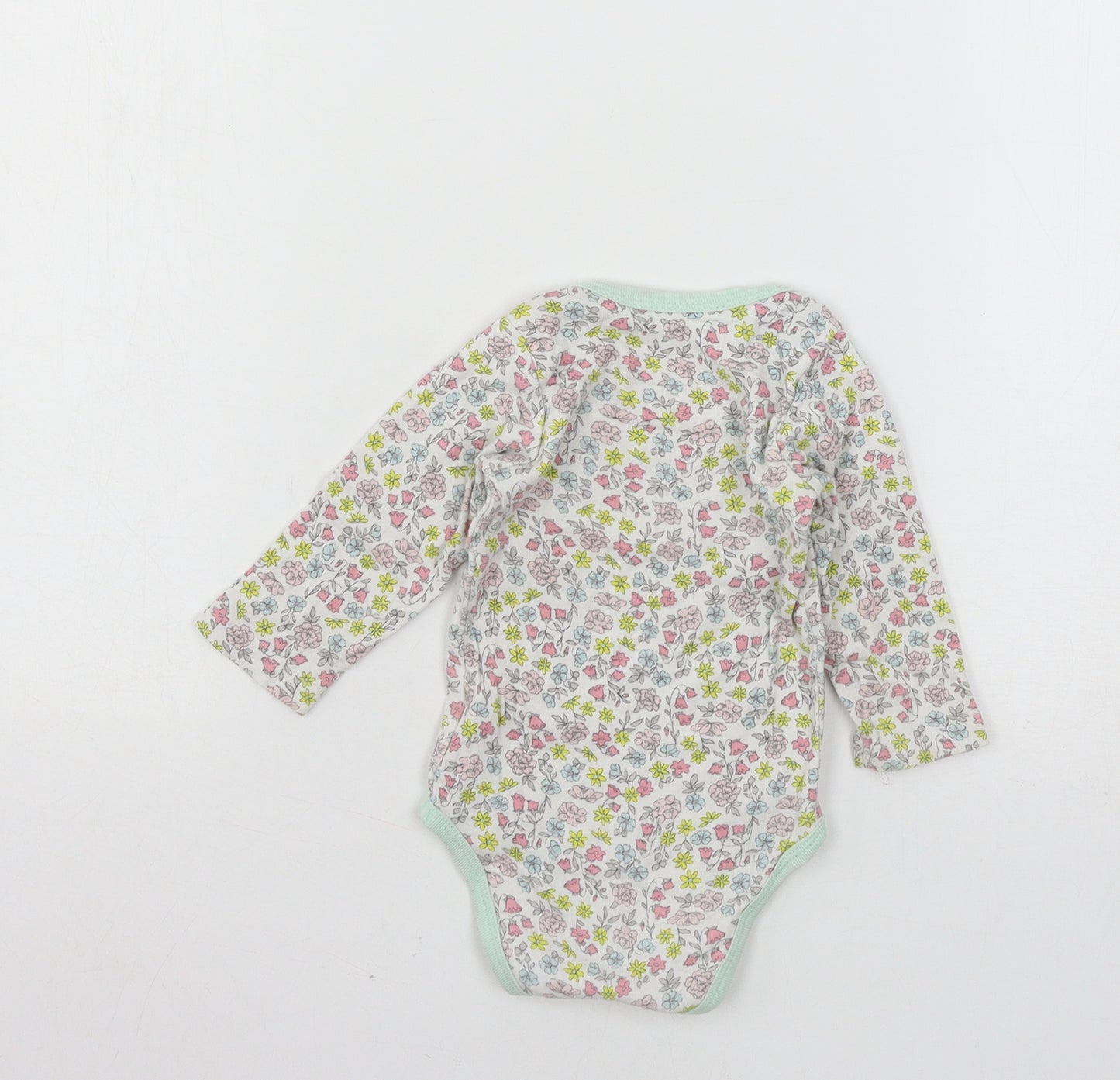 Preworn Girls Multicoloured Floral Jersey Babygrow One-Piece Size 6-9 Months
