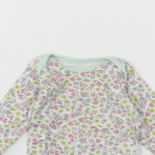 Preworn Girls Multicoloured Floral Jersey Babygrow One-Piece Size 6-9 Months