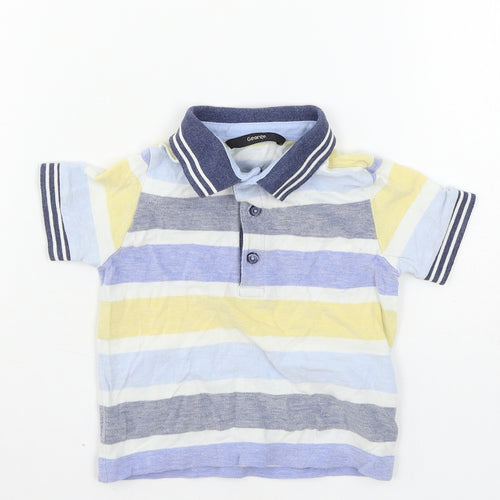 George Boys Blue Striped Jersey Basic T-Shirt Size 12-18 Months