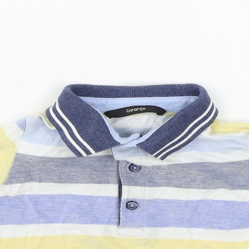 George Boys Blue Striped Jersey Basic T-Shirt Size 12-18 Months