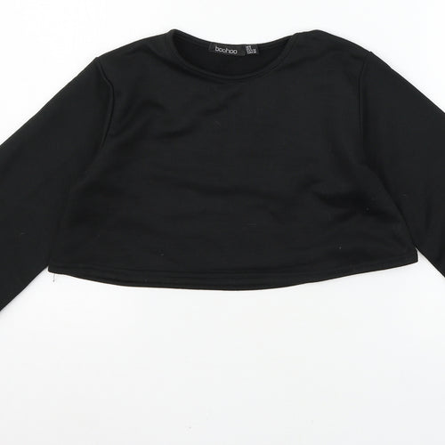 Boohoo Womens Black  Jersey Pullover Sweatshirt Size 6