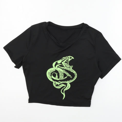 SheIn Womens Black  Jersey Basic T-Shirt Size S  - Snake