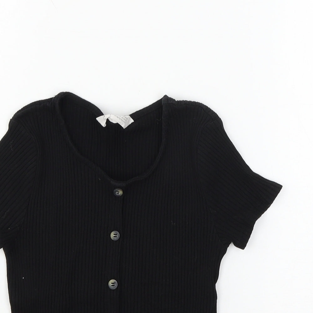 H&M Girls Black  Jersey Basic T-Shirt Size 11-12 Years