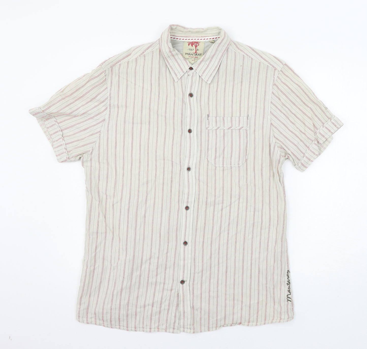 MANTARAY PRODUCTS Mens Pink Striped   Button-Up Size L