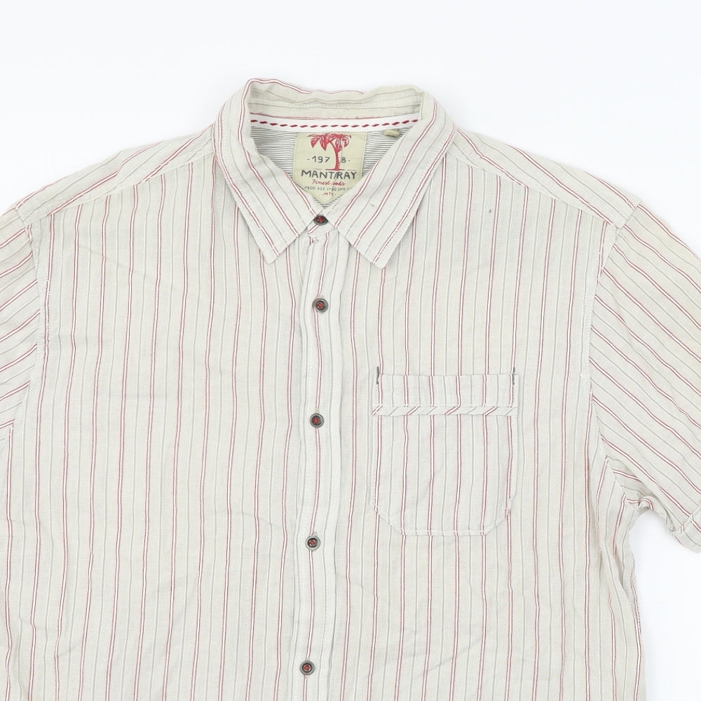 MANTARAY PRODUCTS Mens Pink Striped   Button-Up Size L