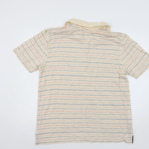 Marks and Spencer Mens Ivory Striped Jersey  Polo Size L