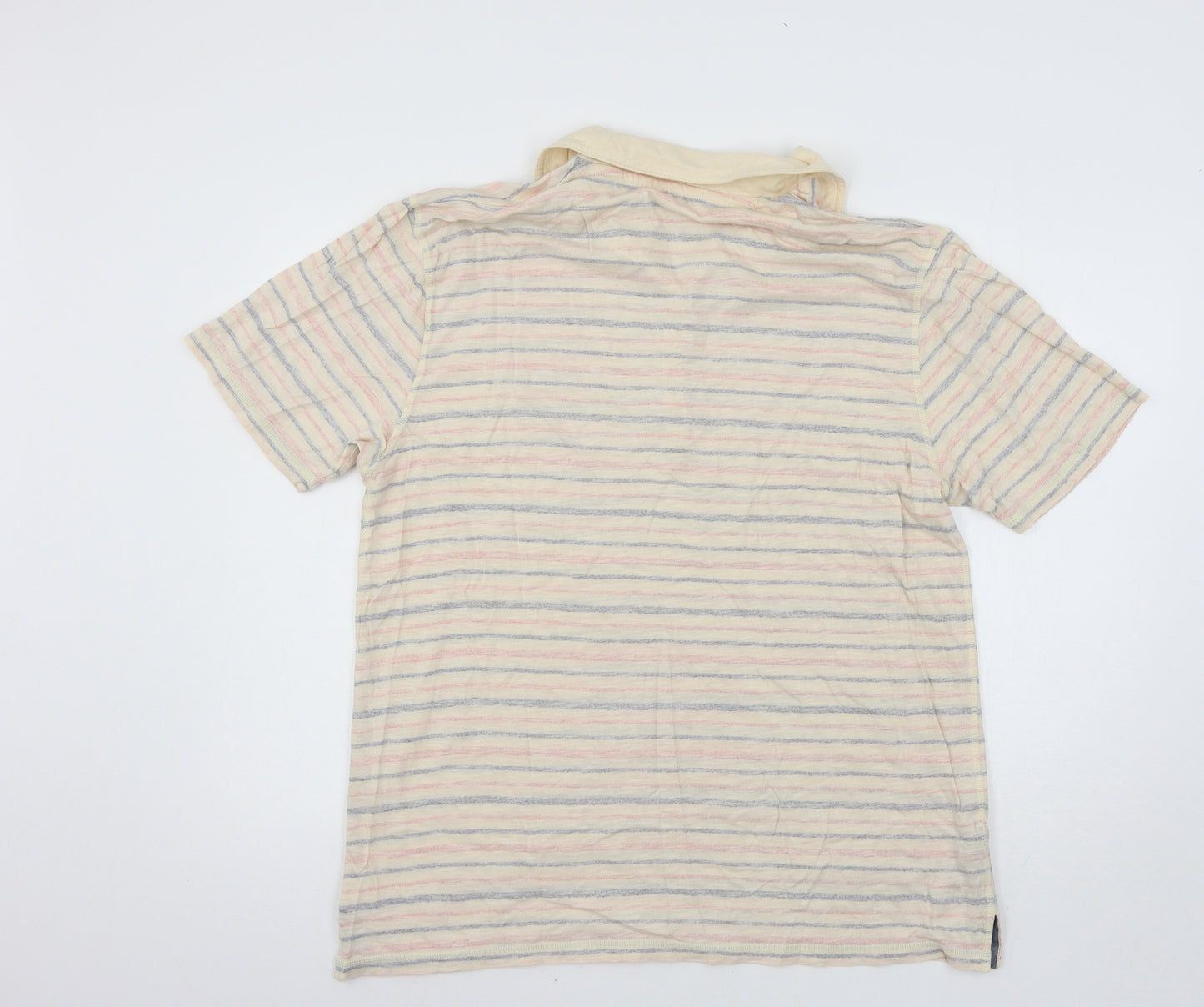 Marks and Spencer Mens Ivory Striped Jersey  Polo Size L