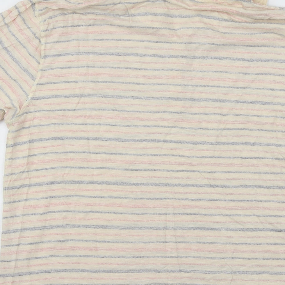 Marks and Spencer Mens Ivory Striped Jersey  Polo Size L