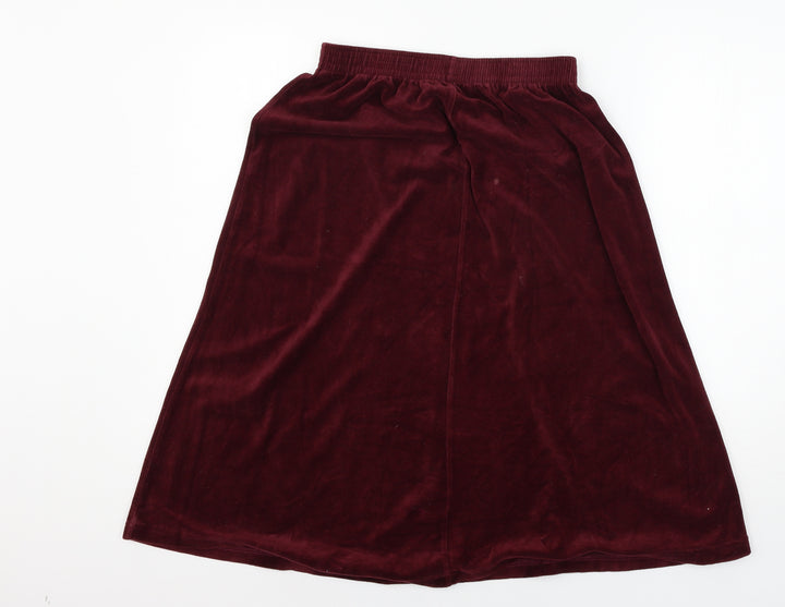 Damart Womens Red Velour Flare Skirt Size 30 in