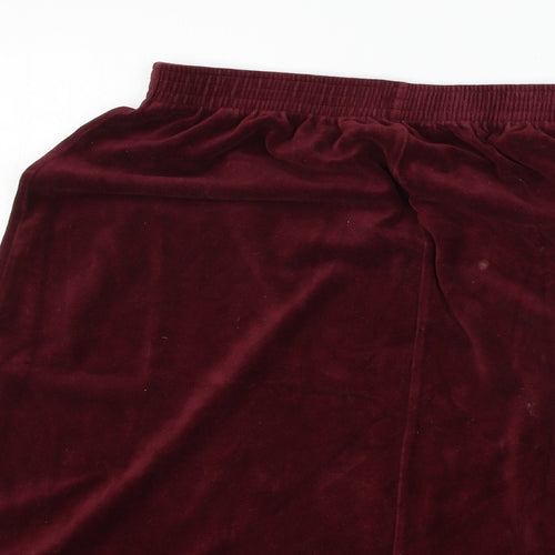 Damart Womens Red  Velour Flare Skirt Size 30 in