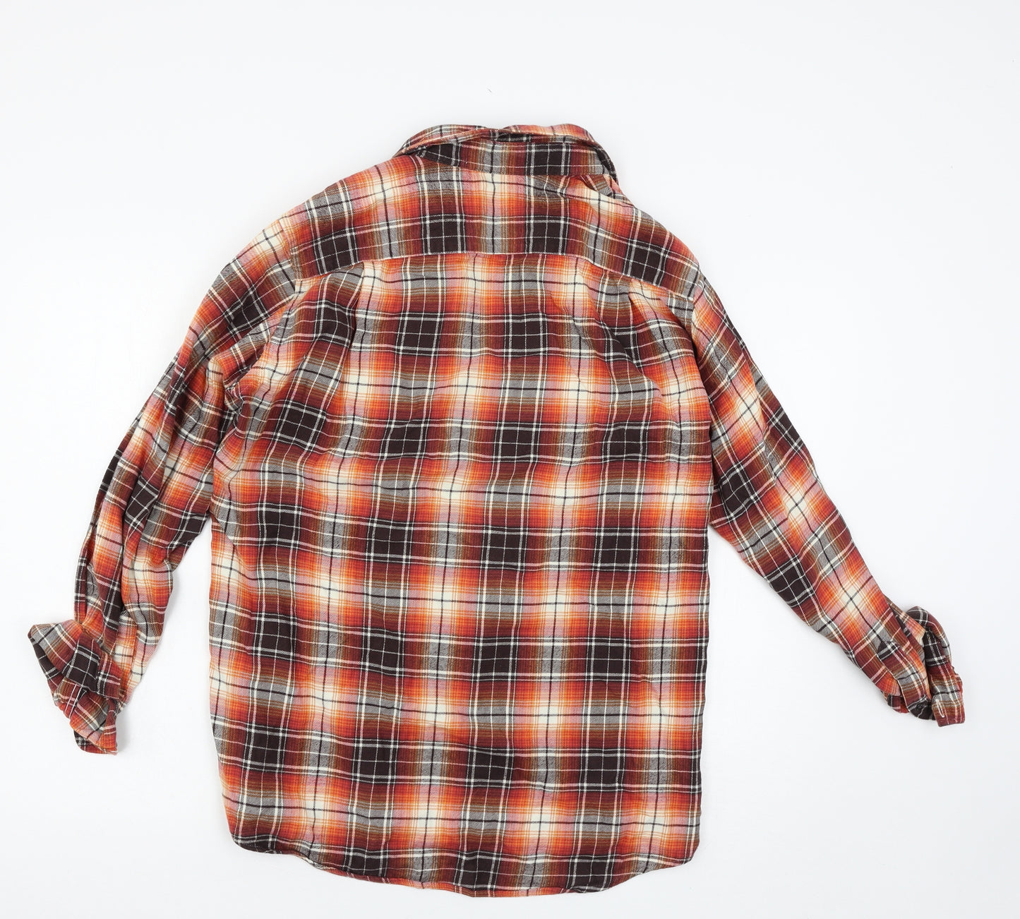 COW Mens Orange Plaid   Button-Up Size S