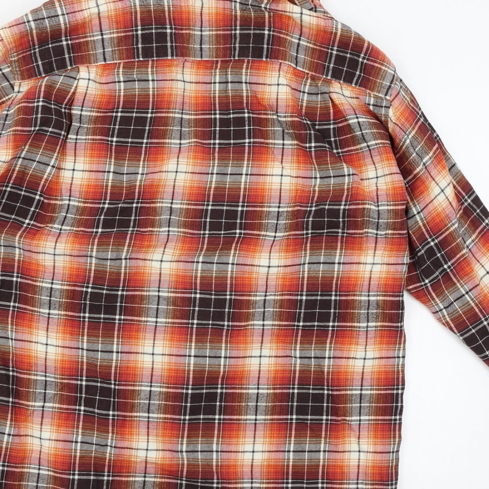 COW Mens Orange Plaid   Button-Up Size S