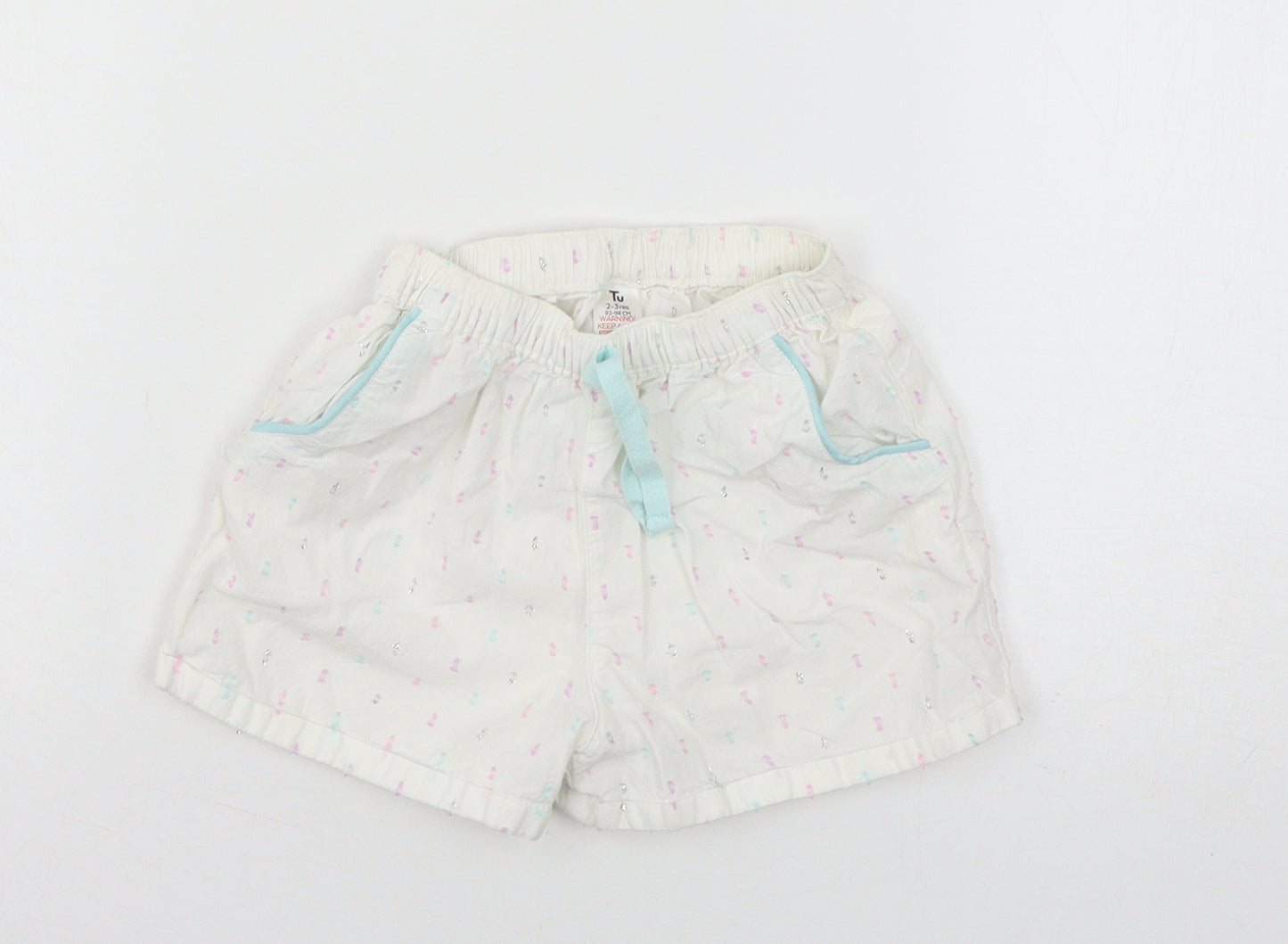 TU Girls White Polka Dot  Cami Pyjama Pants Size 2-3 Years