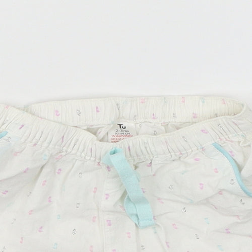 TU Girls White Polka Dot  Cami Pyjama Pants Size 2-3 Years