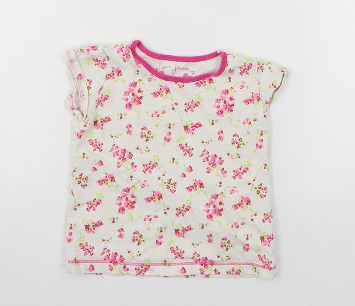 NEXT Girls White Floral Jersey Basic T-Shirt Size 18-24 Months