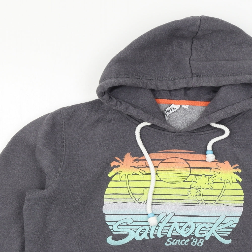 Salt Rock Womens Grey  Jersey Pullover Hoodie Size 12