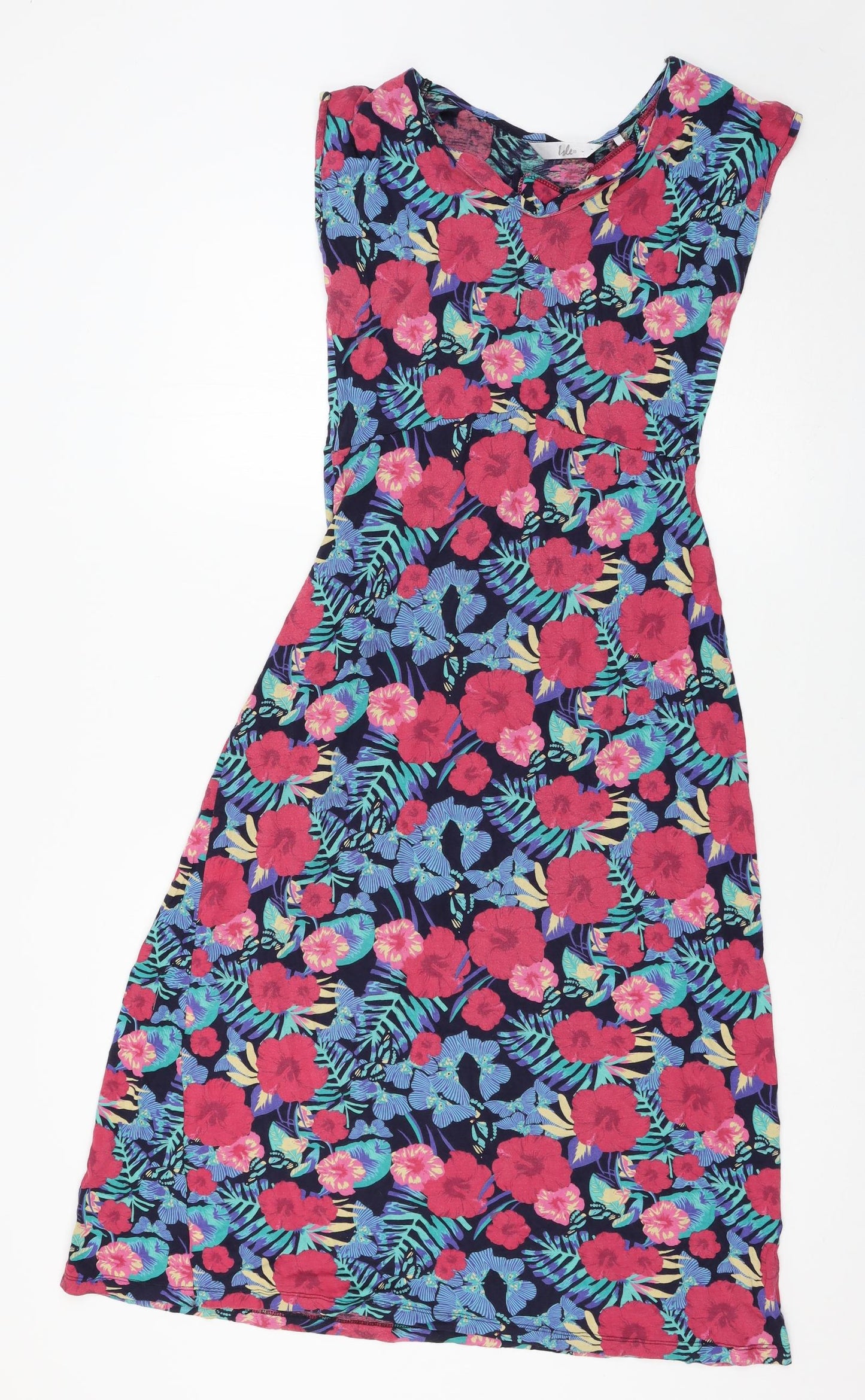 Isle Womens Multicoloured Floral Jersey Skater Dress  Size 10