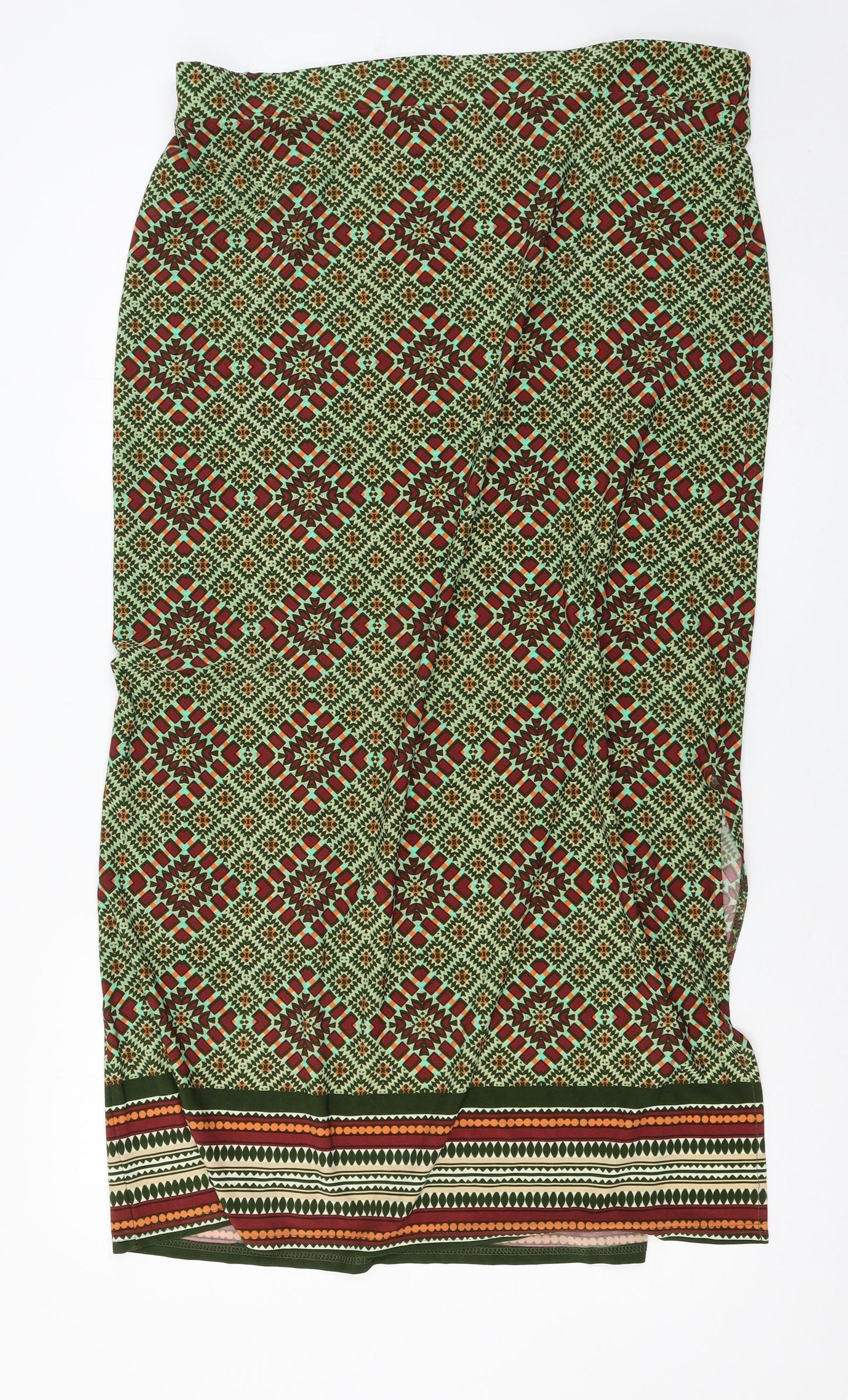 Kaleidoscope Womens Multicoloured Geometric Jersey Maxi Skirt Size 38 in