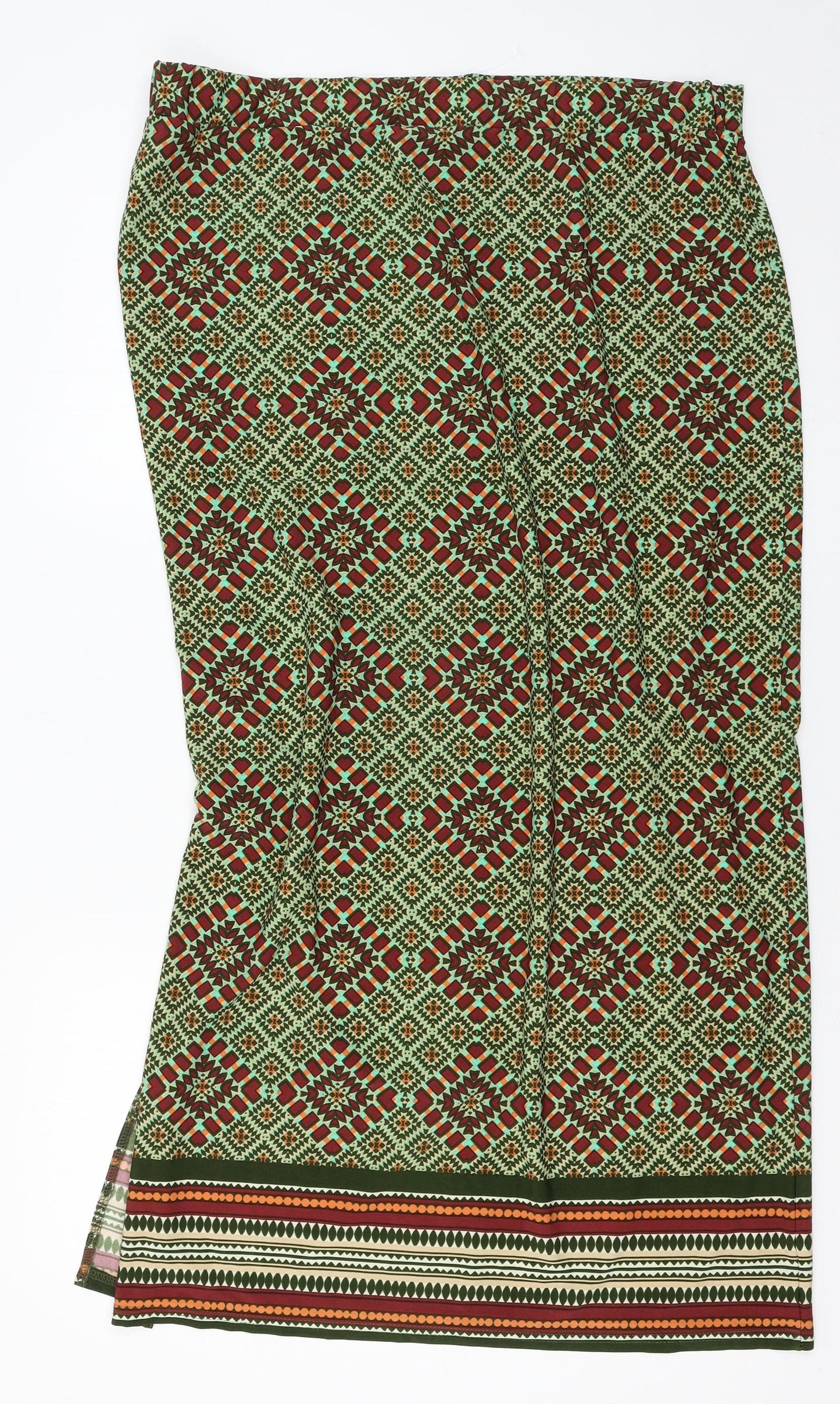 Kaleidoscope Womens Multicoloured Geometric Jersey Maxi Skirt Size 38 in