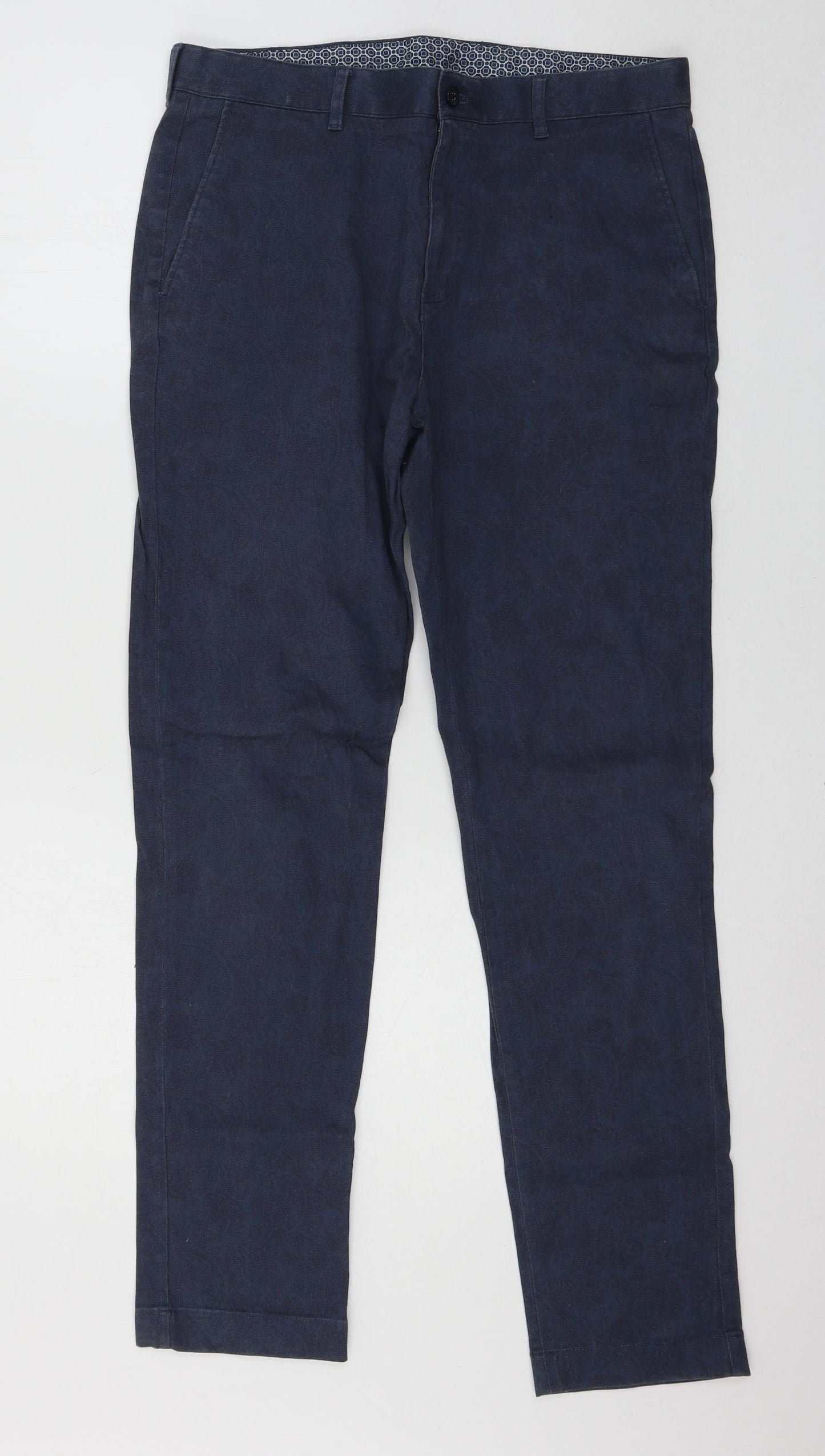 Preworn Womens Blue Geometric  Chino Trousers Size 32 in L29 in