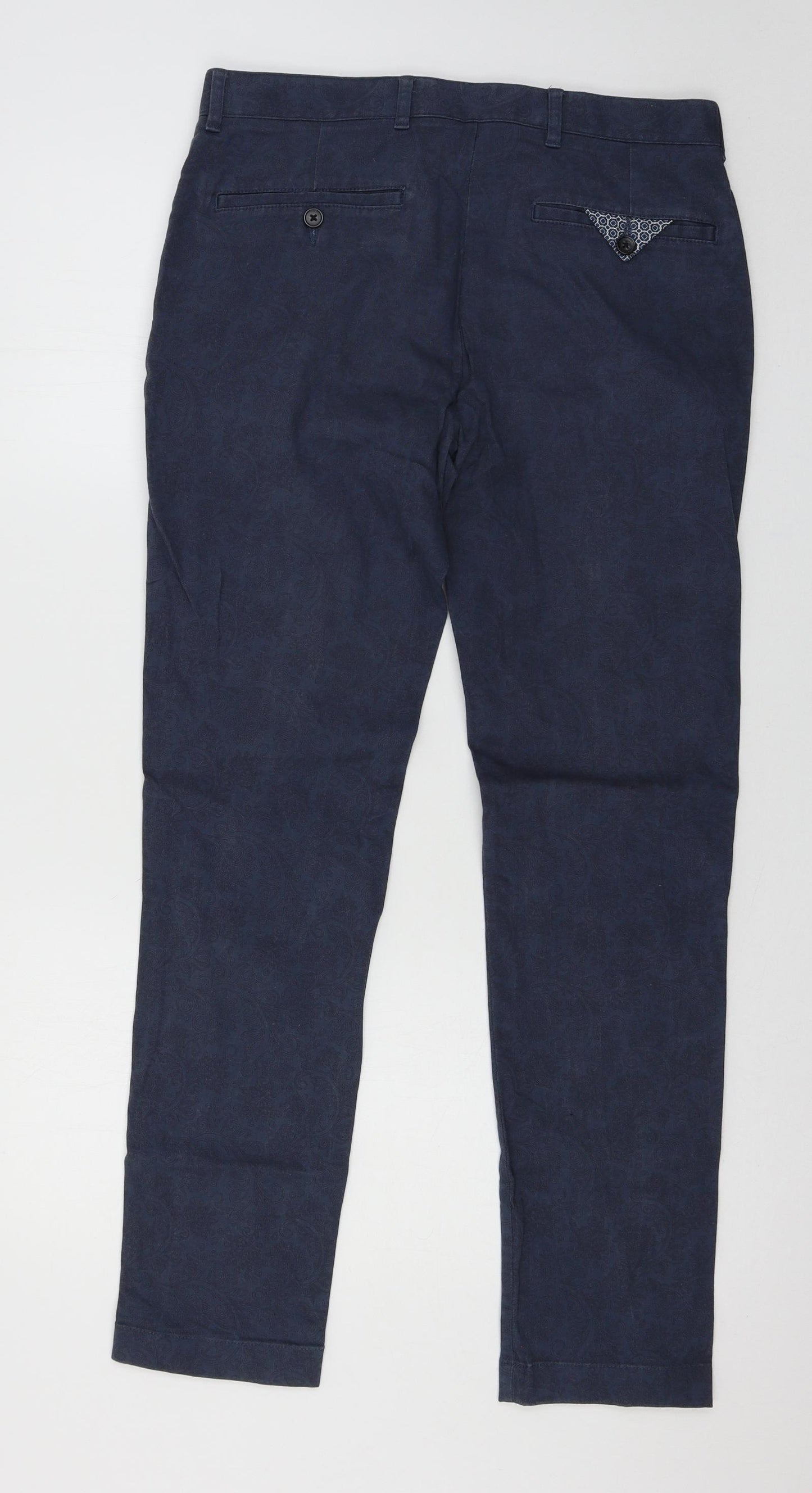 Preworn Womens Blue Geometric  Chino Trousers Size 32 in L29 in