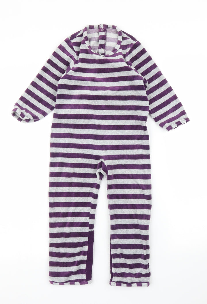 Vertbaudet Girls Purple Spotted Capri One Piece Size 3-4 Years