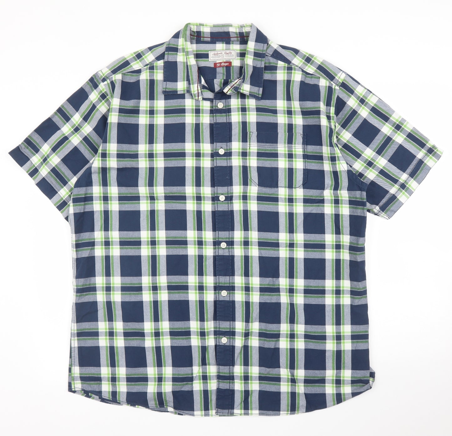 TU Mens Green Plaid   Button-Up Size XL