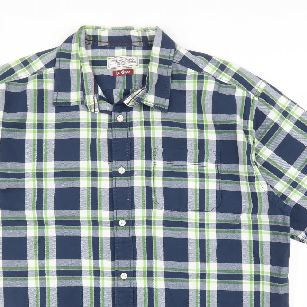 TU Mens Green Plaid   Button-Up Size XL
