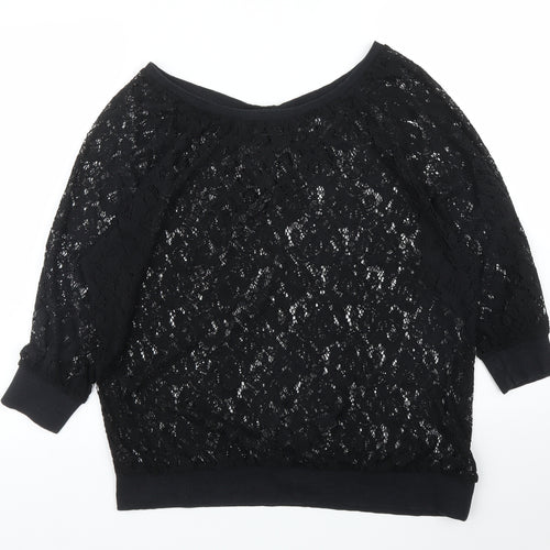 NEXT Womens Black Floral  Pullover Jumper Size 12