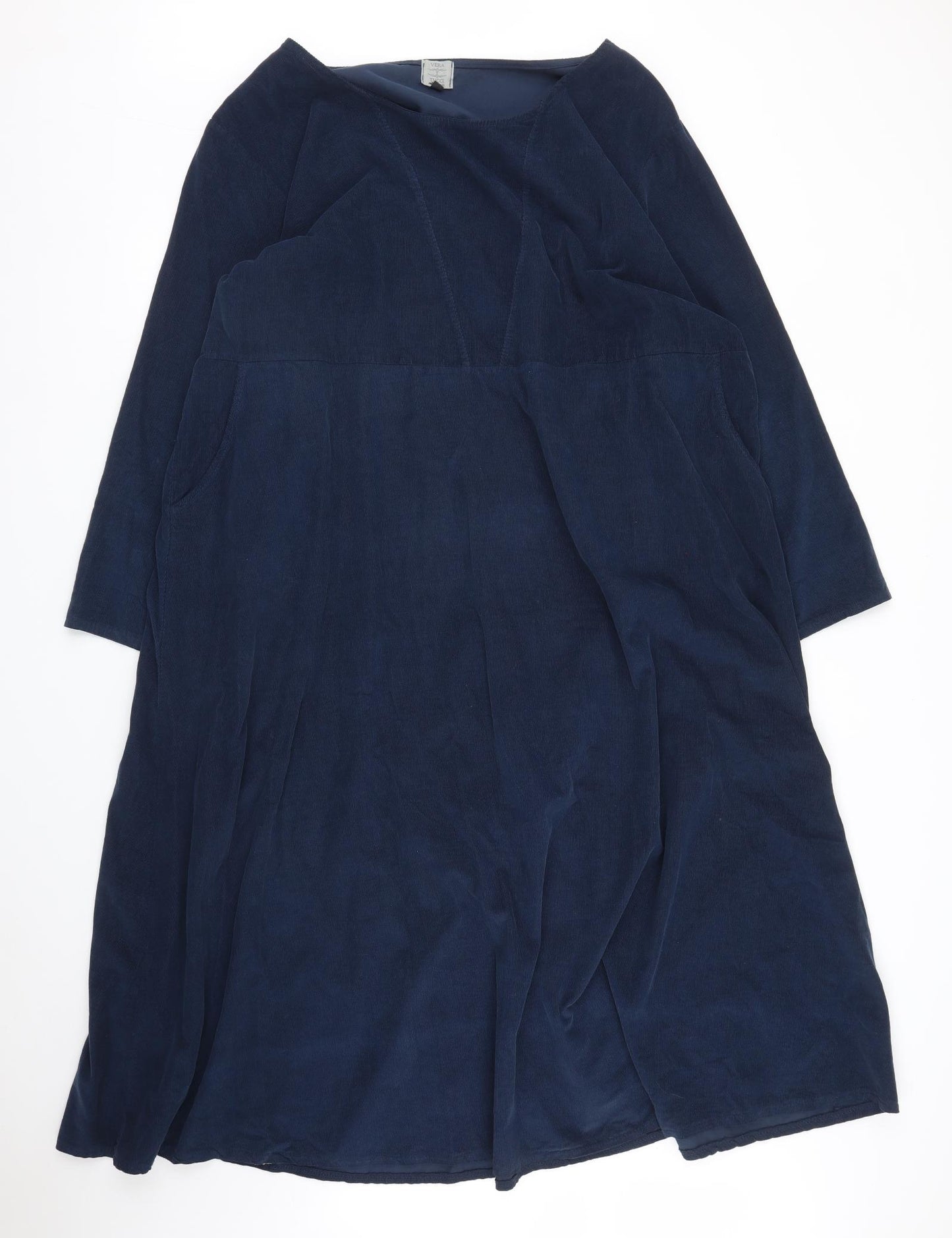 Vera Womens Blue  Corduroy Shift  Size 4XL