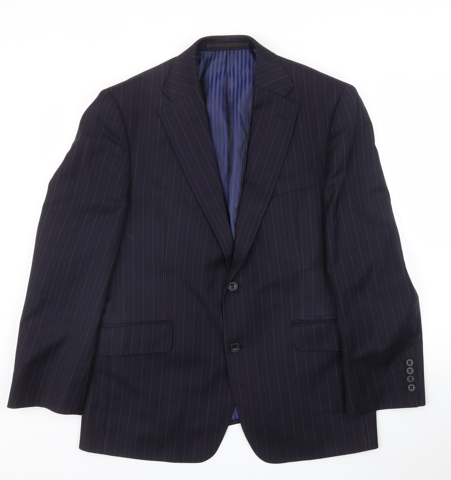 M&S Mens Blue Striped  Jacket Suit Jacket Size 42