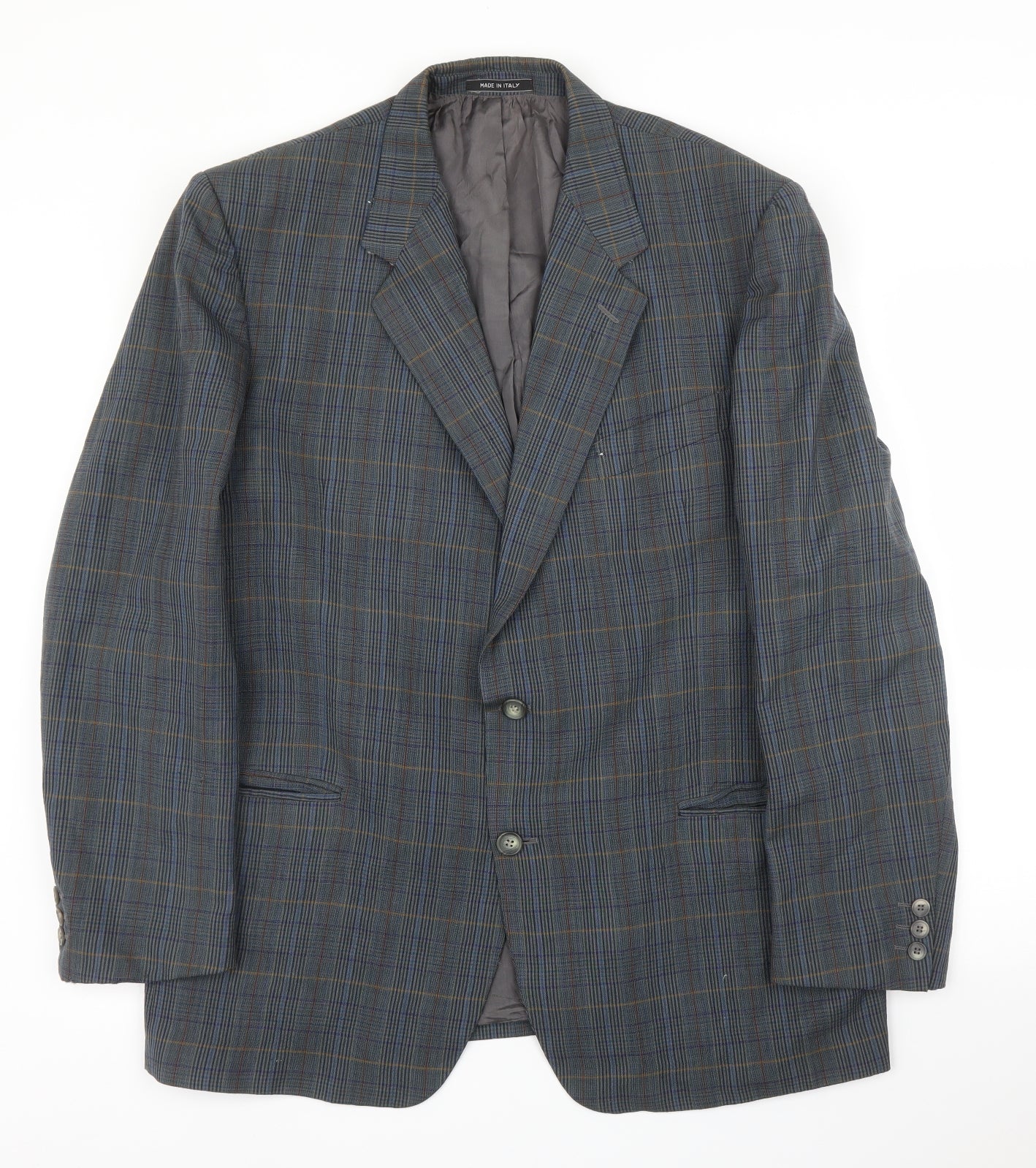 Contezioni Mens Blue Plaid  Jacket Suit Jacket Size 46