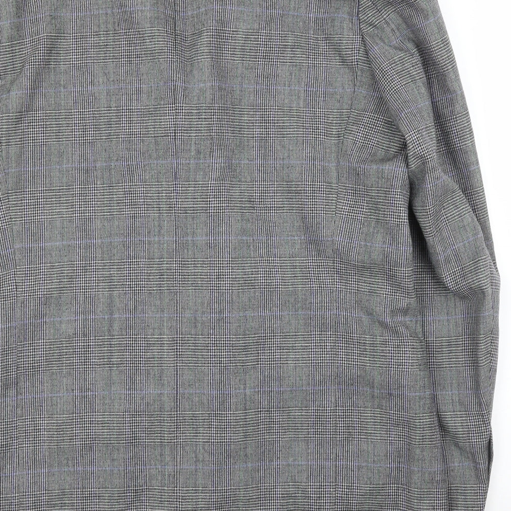 HUGO BOSS Mens Grey Plaid  Jacket Suit Jacket Size 46