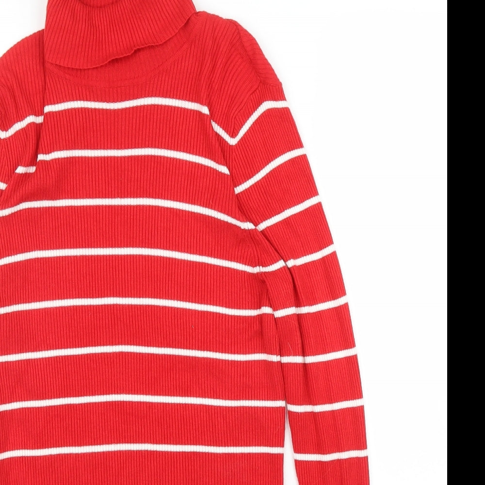 M&S Womens Red Striped  Pullover Jumper Size 10