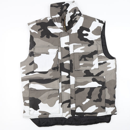 camo vest Mens Grey Camouflage  Gilet Coat Size M