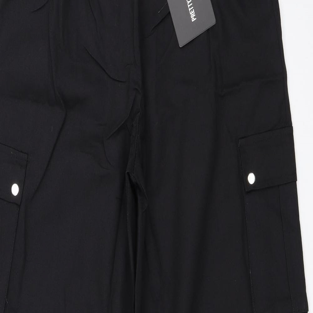 PRETTYLITTLETHING Womens Black   Trousers  Size 12 L32 in
