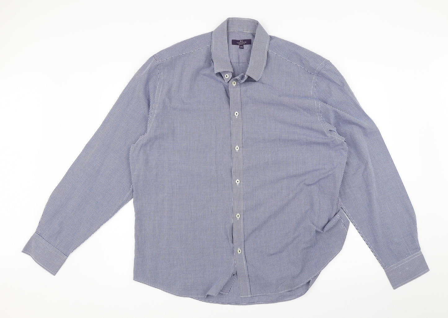 Taylor & Cutter Mens Blue    Button-Up Size 17.5