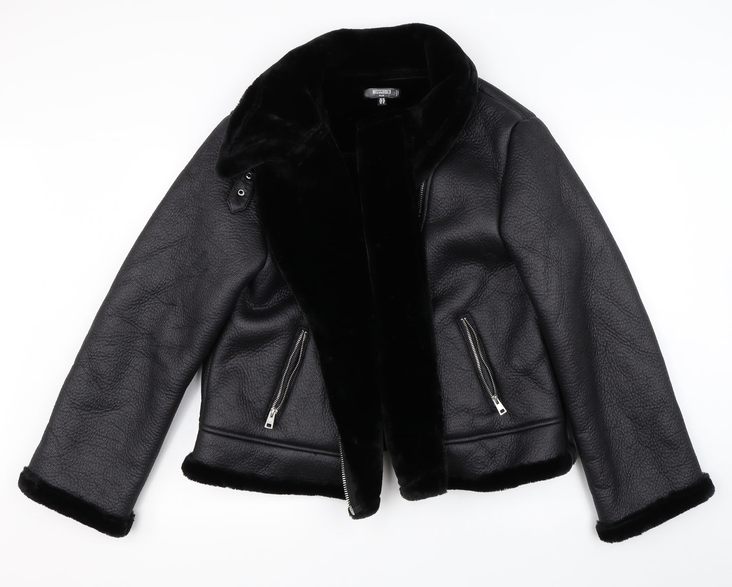Missguided Womens Black   Biker Coat Size 20