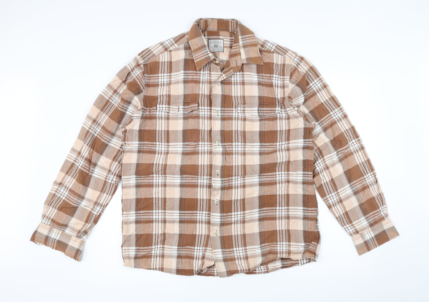Wolsey Mens Brown Check   Button-Up Size L