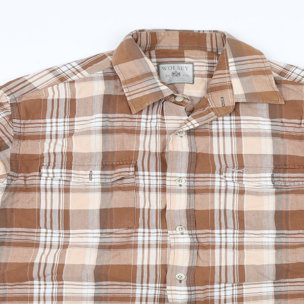 Wolsey Mens Brown Check   Button-Up Size L