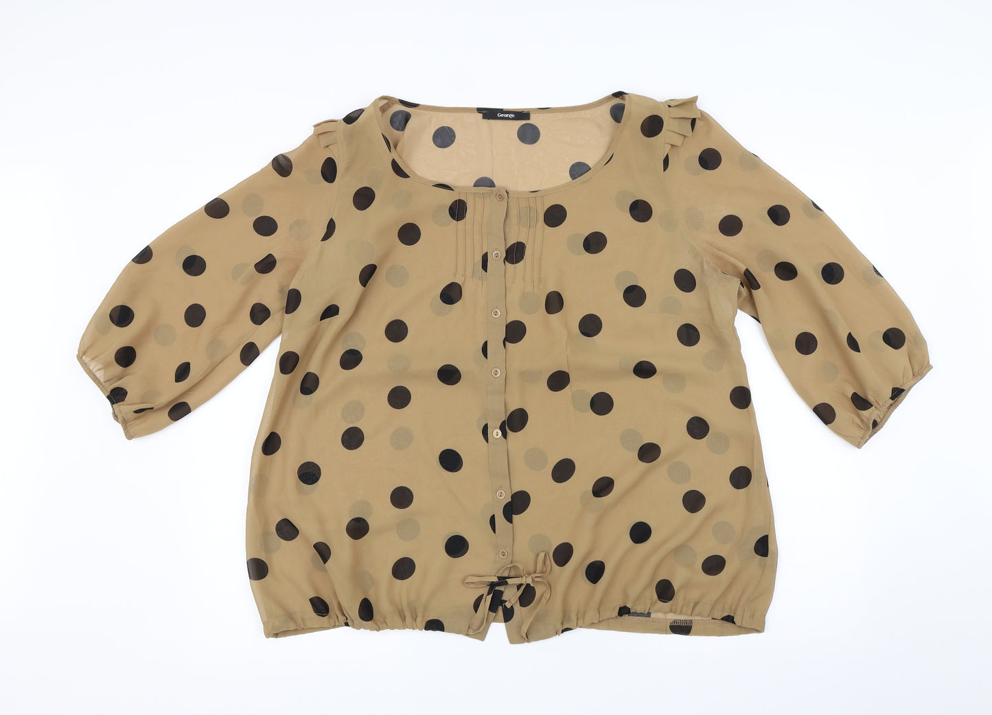 George Womens Brown Polka Dot  Basic Blouse Size 16