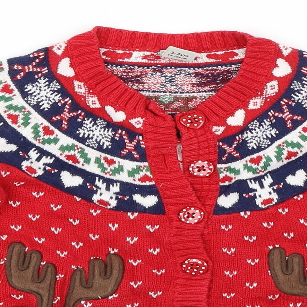 TU Girls Red   Cardigan Jumper Size 3-4 Years